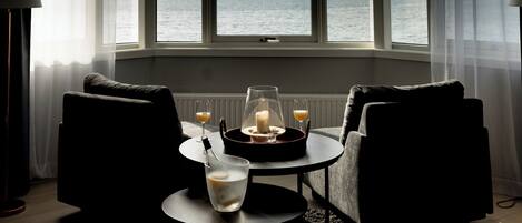 Utsikt mot strand/hav