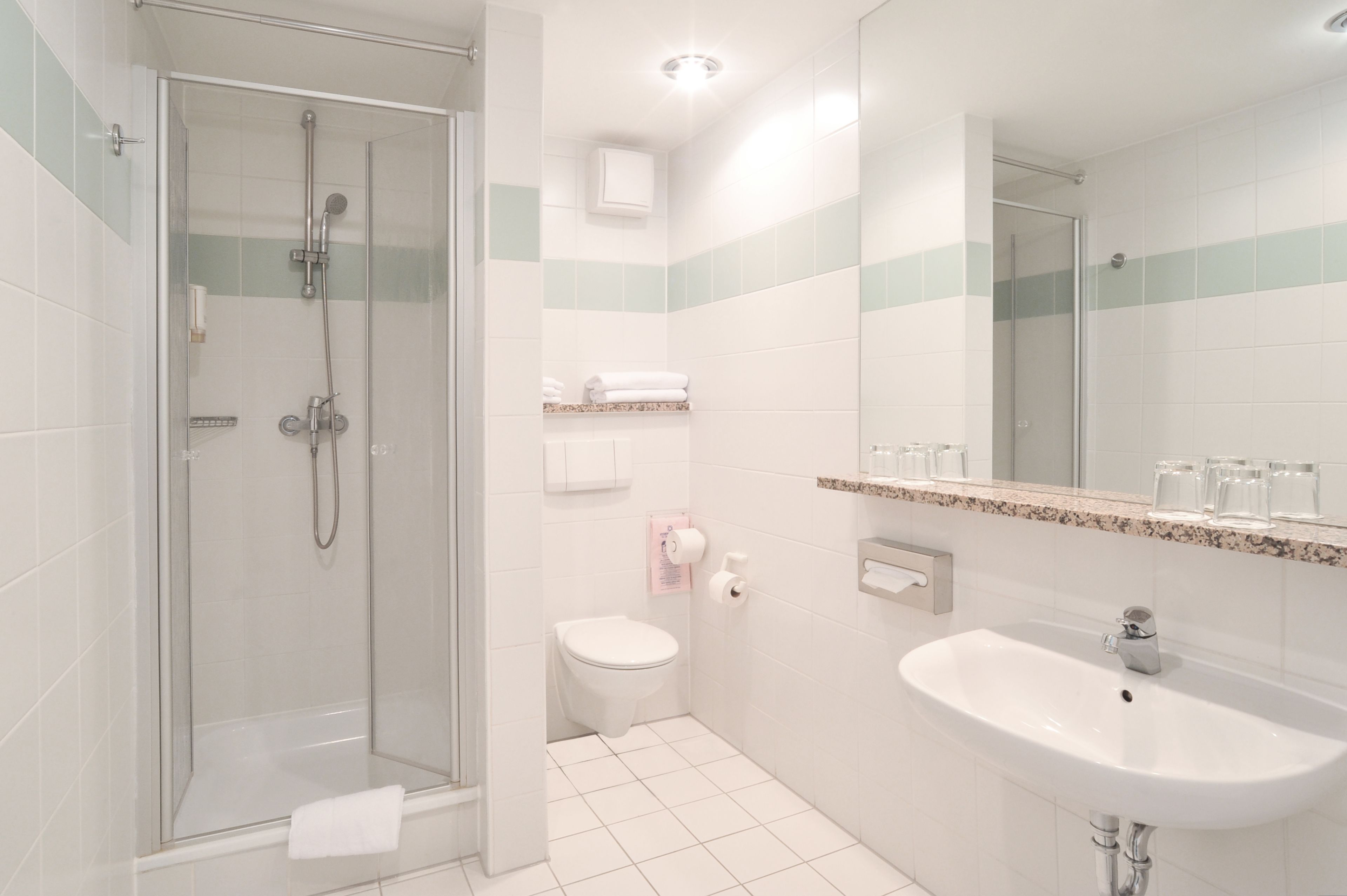 free toiletries, hair dryer, towels