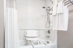 Bañera con ducha, artículos de tocador gratuitos, secador de pelo