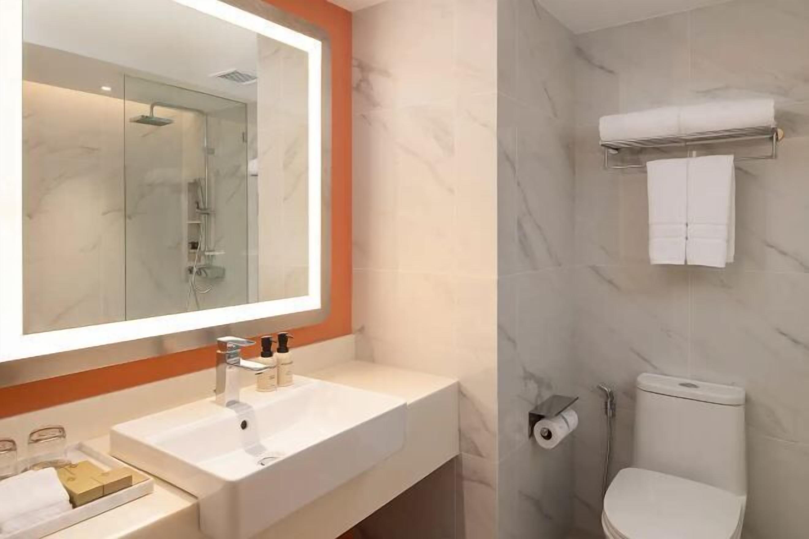 Shower, free toiletries, hair dryer, bathrobes