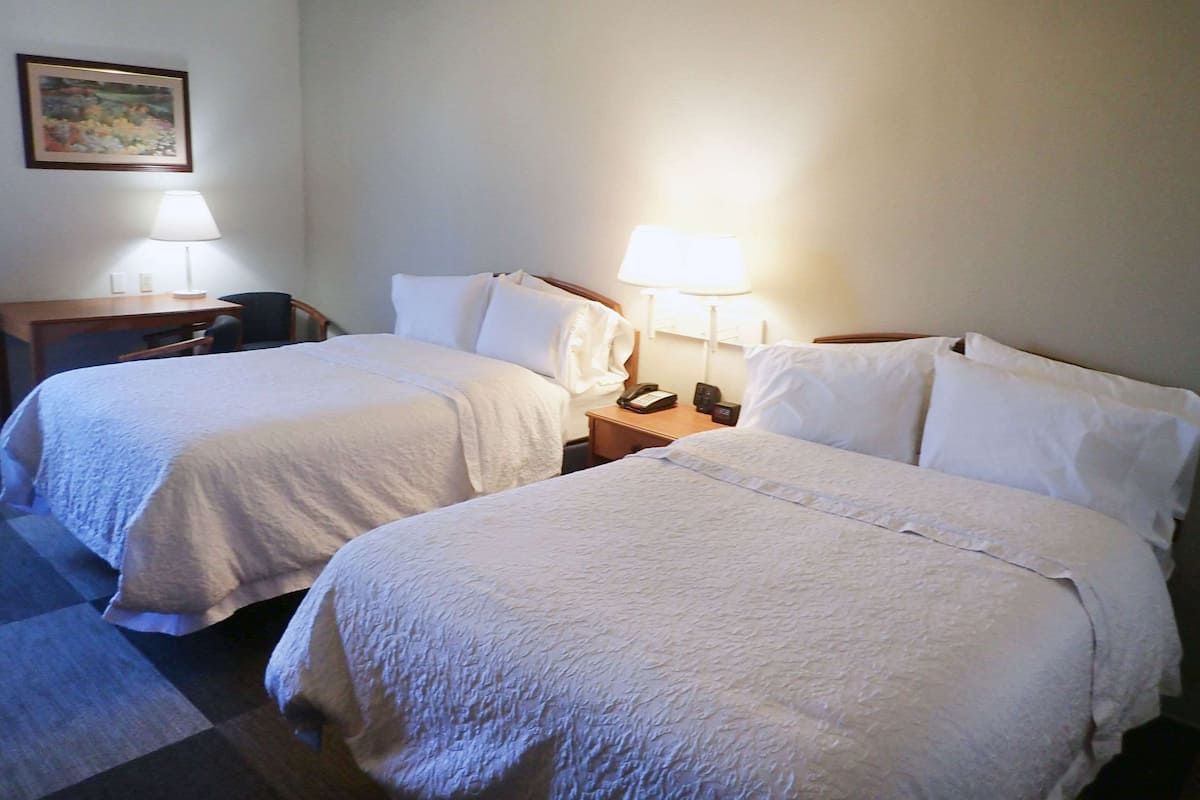 Hypo-allergenic bedding, down duvets, in-room safe, desk
