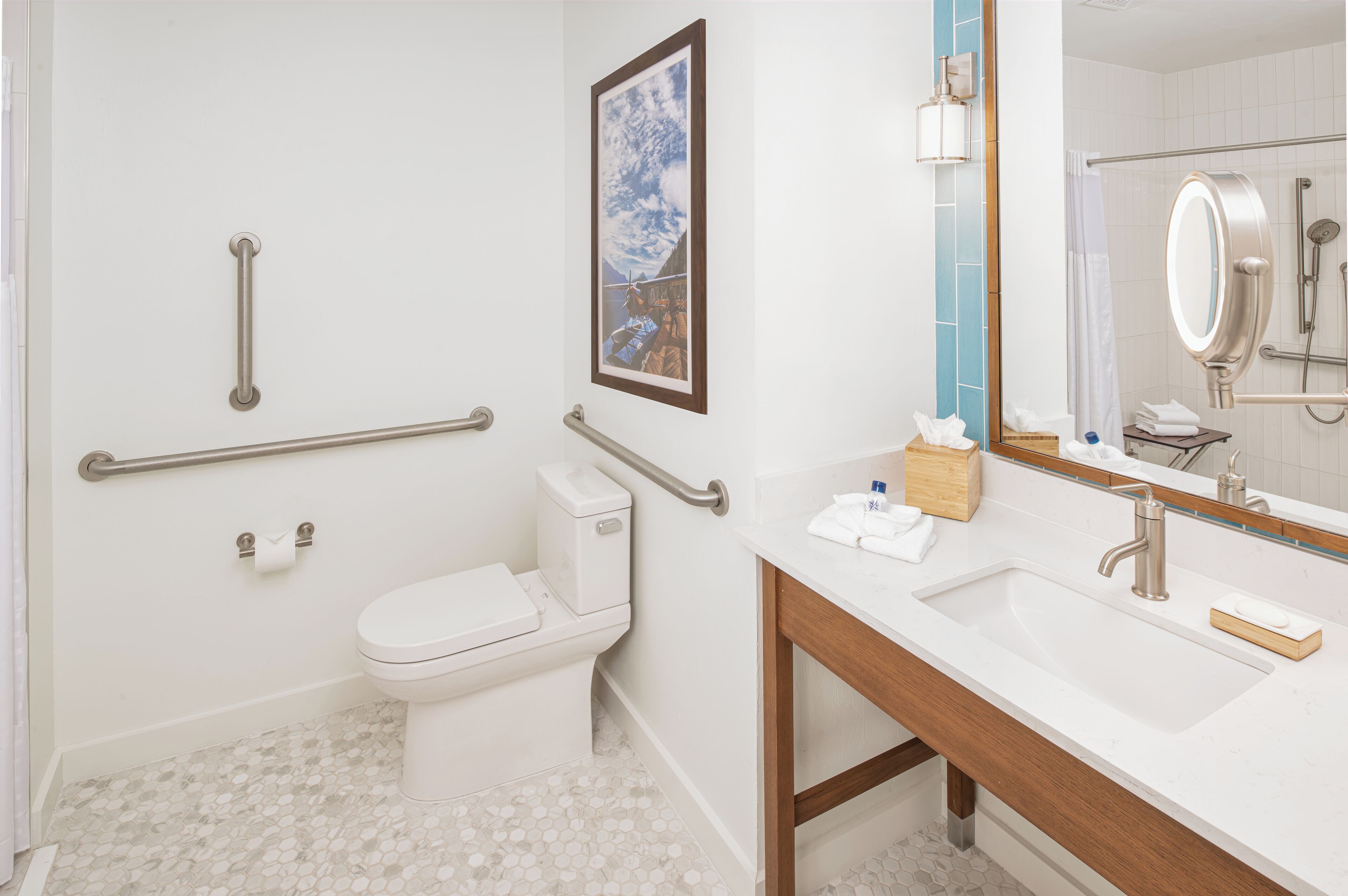 free toiletries, hair dryer, towels