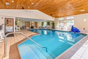 Indoor pool, open 7:00 AM to 11:00 PM, sun loungers