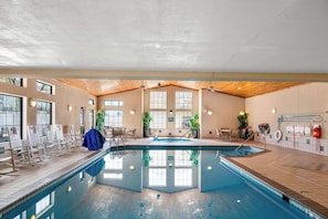 Indoor pool, open 7:00 AM to 11:00 PM, sun loungers