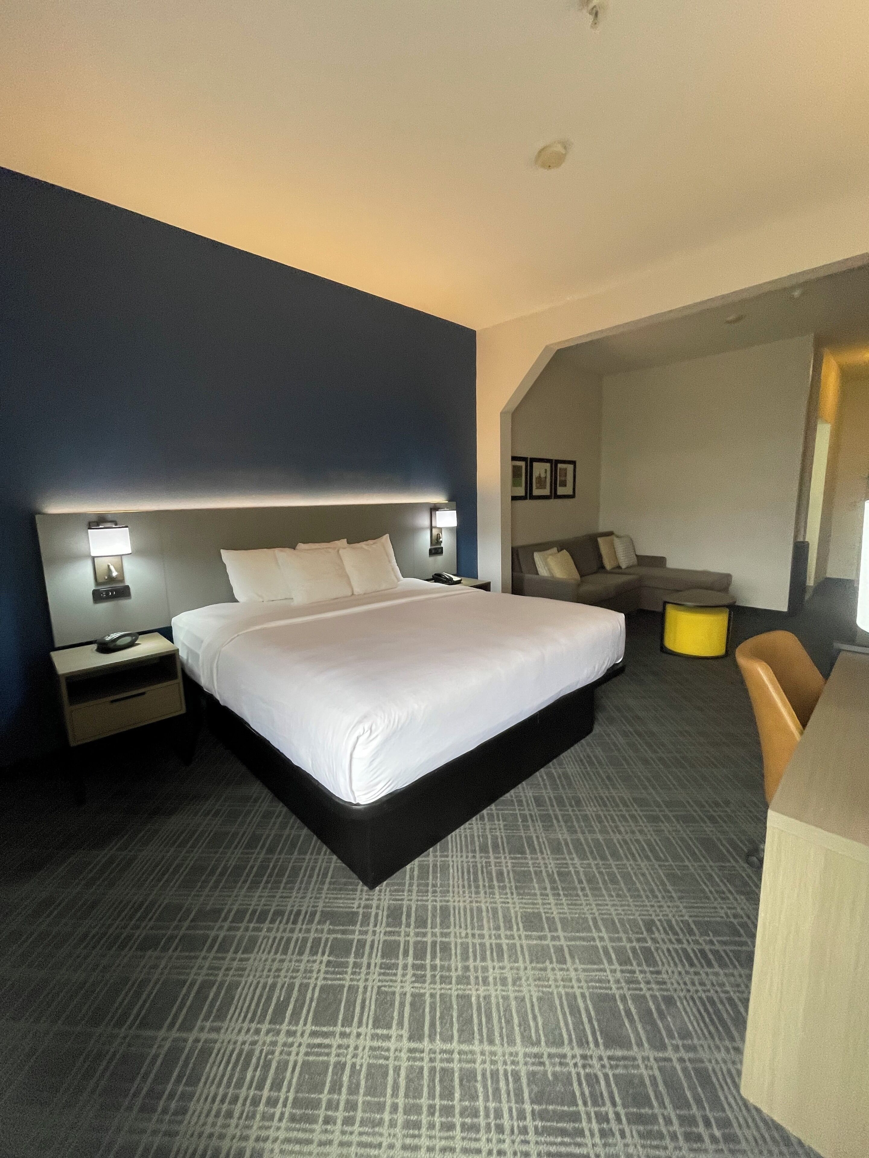 desk, laptop workspace, blackout curtains, soundproofing