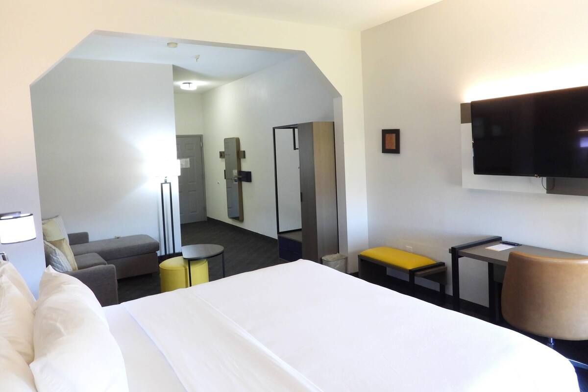 Suite, 1 King Bed with Sofa bed, Non Smoking | Desk, laptop workspace, blackout drapes, soundproofing