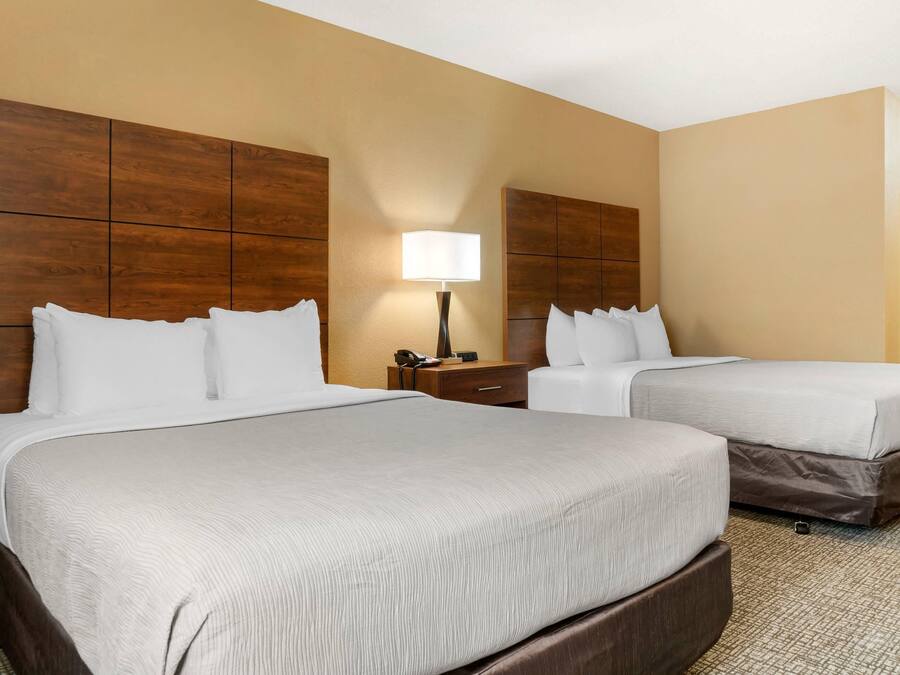 Standard Room, 2 Queen Beds, Non Smoking | Pillowtop beds, desk, laptop workspace, blackout drapes