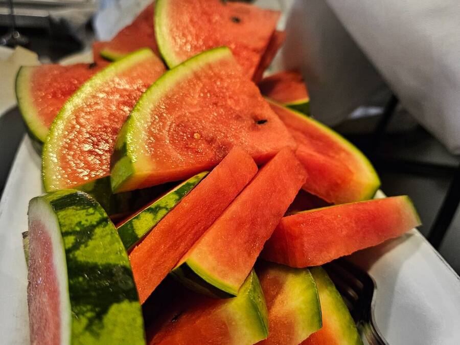 A tray of watermelon slices.