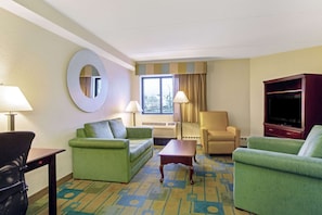 Deluxe Suite, 1 Queen Bed, Accessible, Non Smoking (Hearing ) | Pillow-top beds, desk, blackout curtains, iron/ironing board