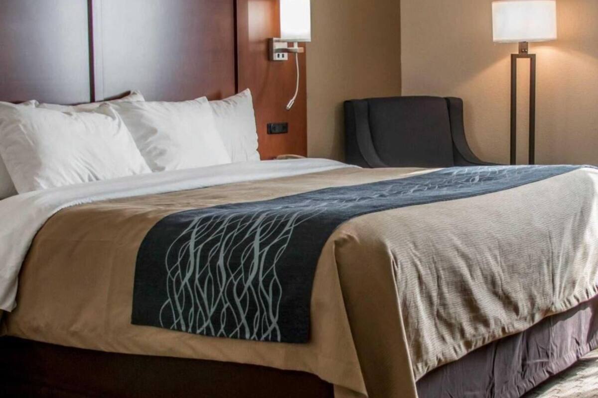 Desk, blackout drapes, soundproofing, iron/ironing board