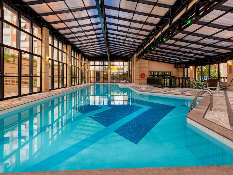 Indoor pool, open 9:00 AM to 10:00 PM, sun loungers