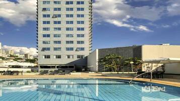 Outdoor pool, sun loungers