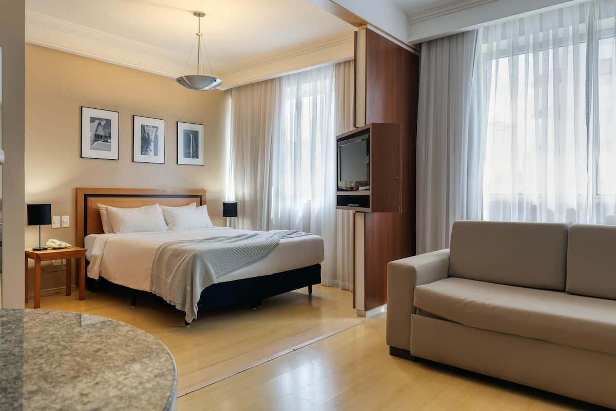 Habitación estándar, 1 cama matrimonial y sofá cama | Minibar, caja de seguridad en la habitación y escritorio