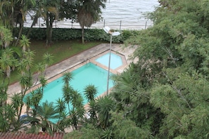 Outdoor pool, sun loungers