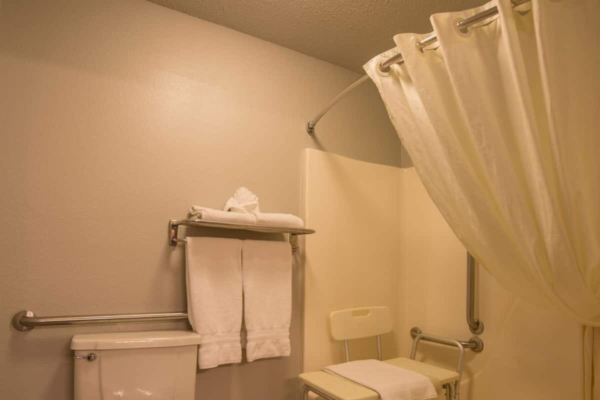 Bathroom | Combined shower/bathtub, free toiletries, hair dryer, towels