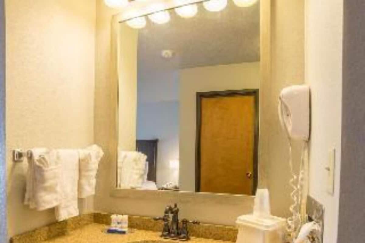 Bathroom | Combined shower/bathtub, free toiletries, hair dryer, towels