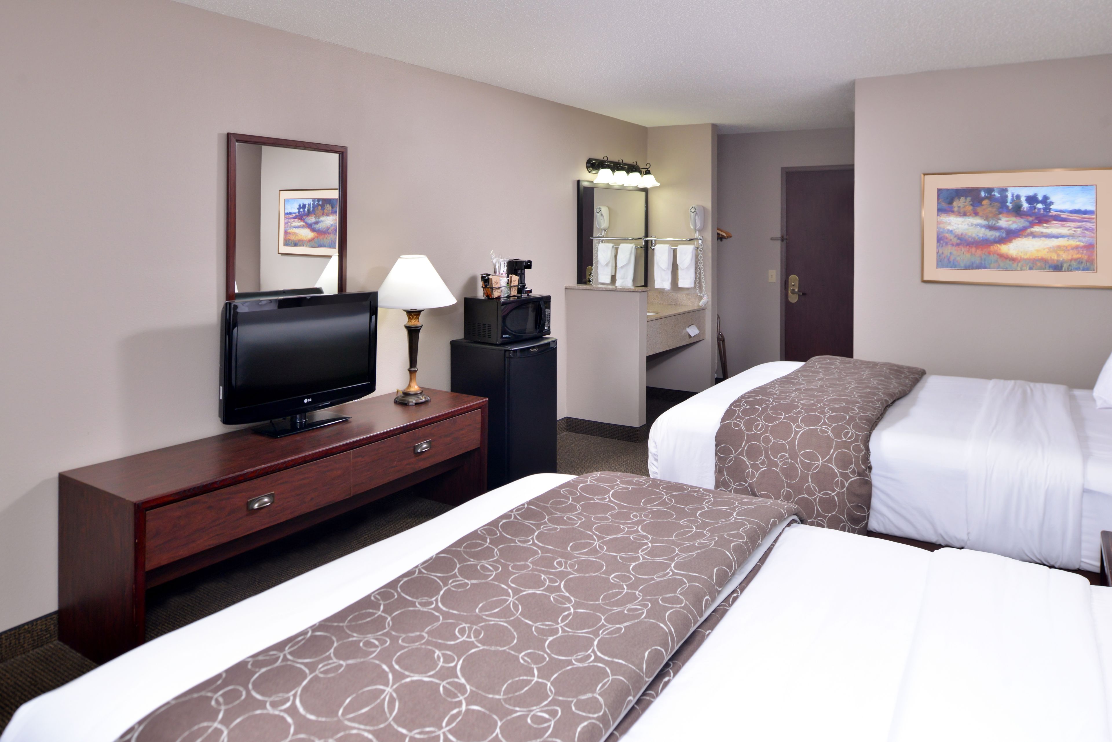 Standard Room, 2 Queen Beds, Non Smoking | Iron/ironing board, free cribs/infant beds, rollaway beds, free WiFi