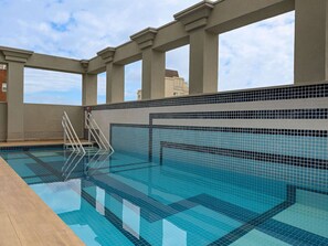 Outdoor pool, pool loungers