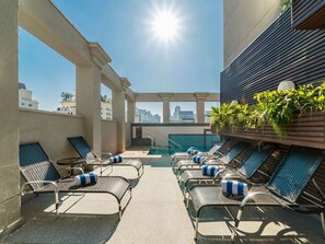 Outdoor pool, sun loungers