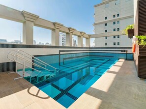 Outdoor pool, pool loungers