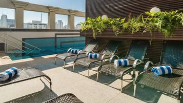 Outdoor pool, sun loungers