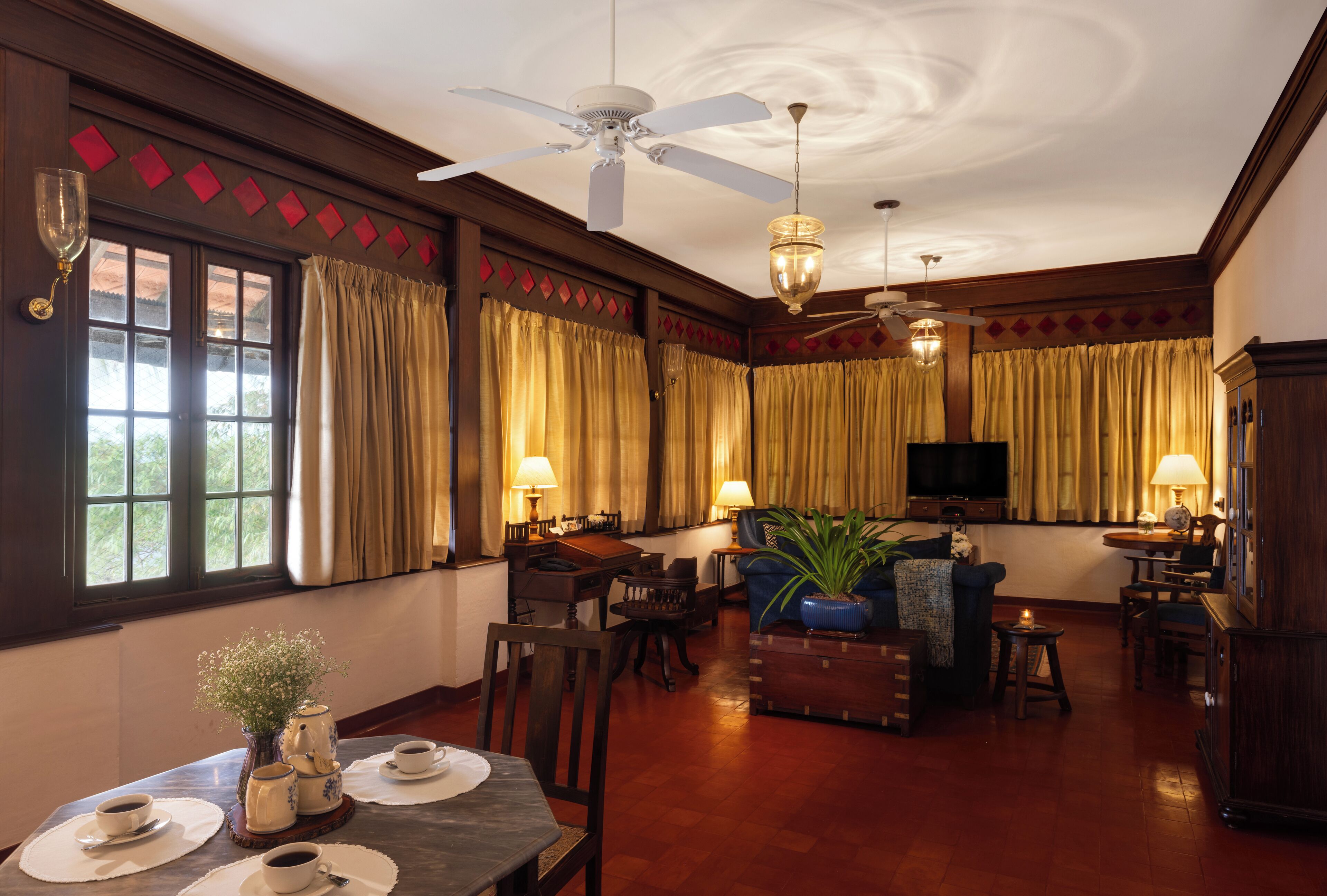 sea facing deluxe suite | living area | 32-inch led tv with satellite channels, tv