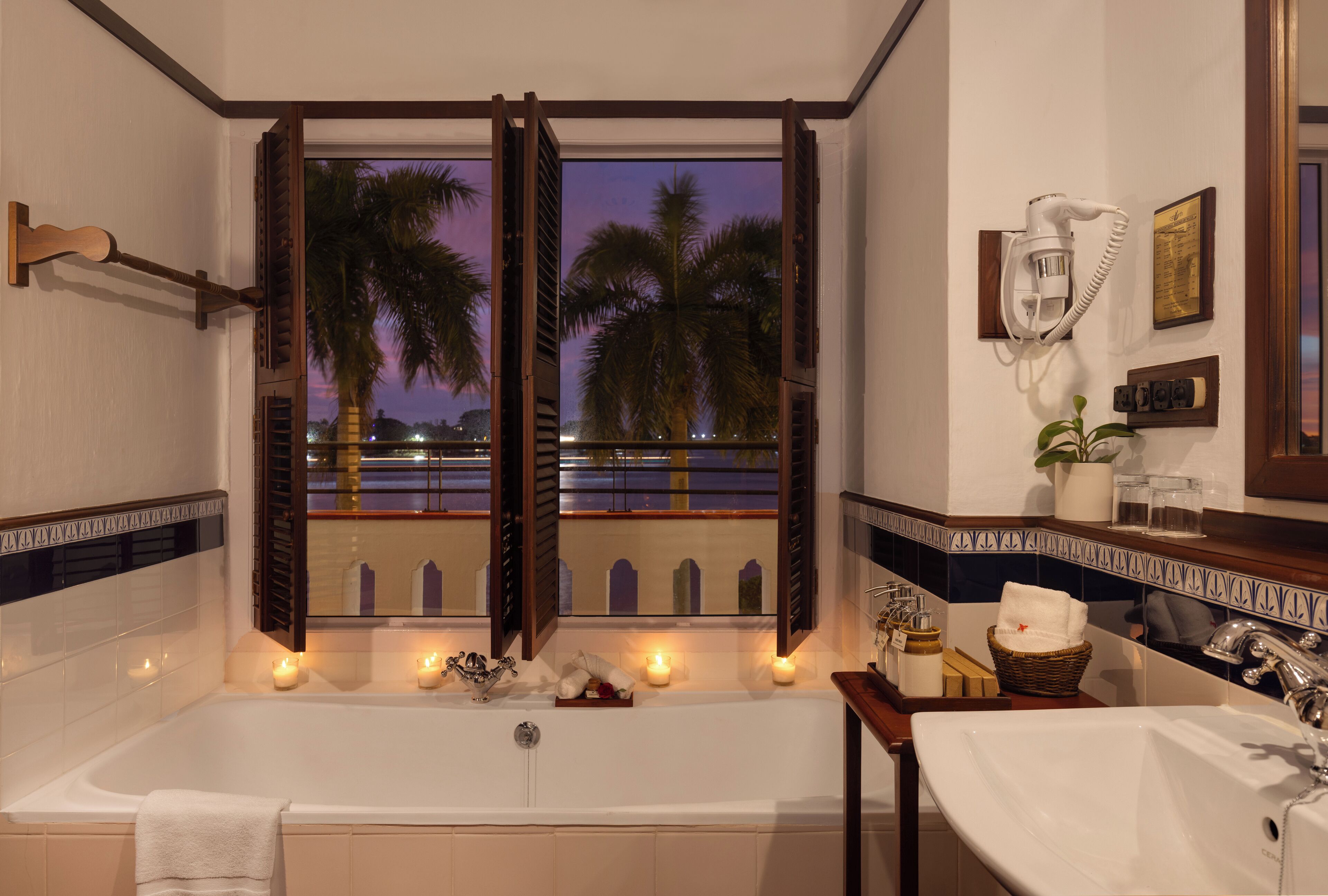 free toiletries, hair dryer, bathrobes, towels