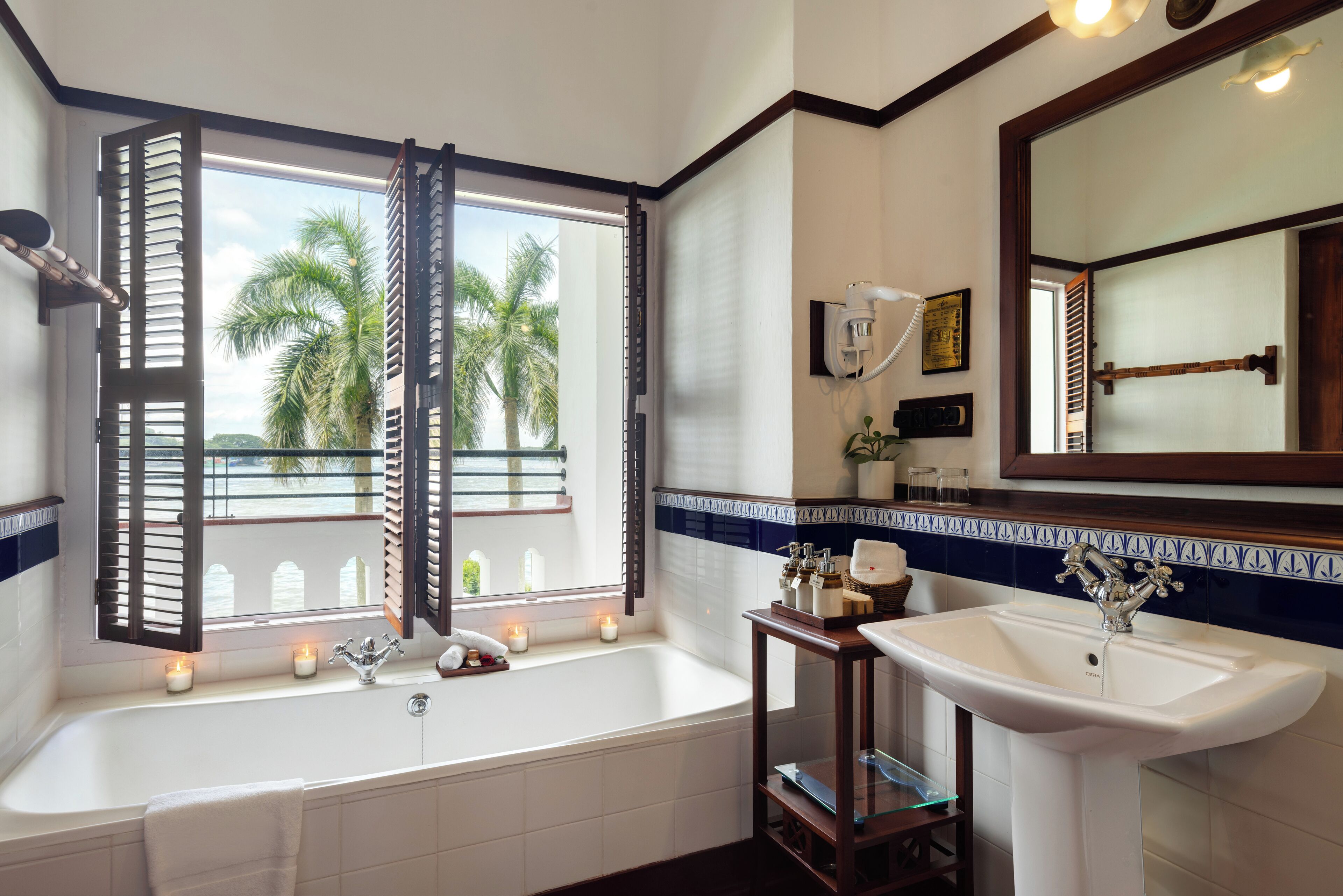 free toiletries, hair dryer, bathrobes, towels