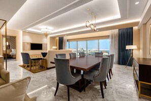 Minibar, in-room safe, desk, laptop workspace - The Diplomat Radisson BLU Hotel, Residence & Spa (Manama)
