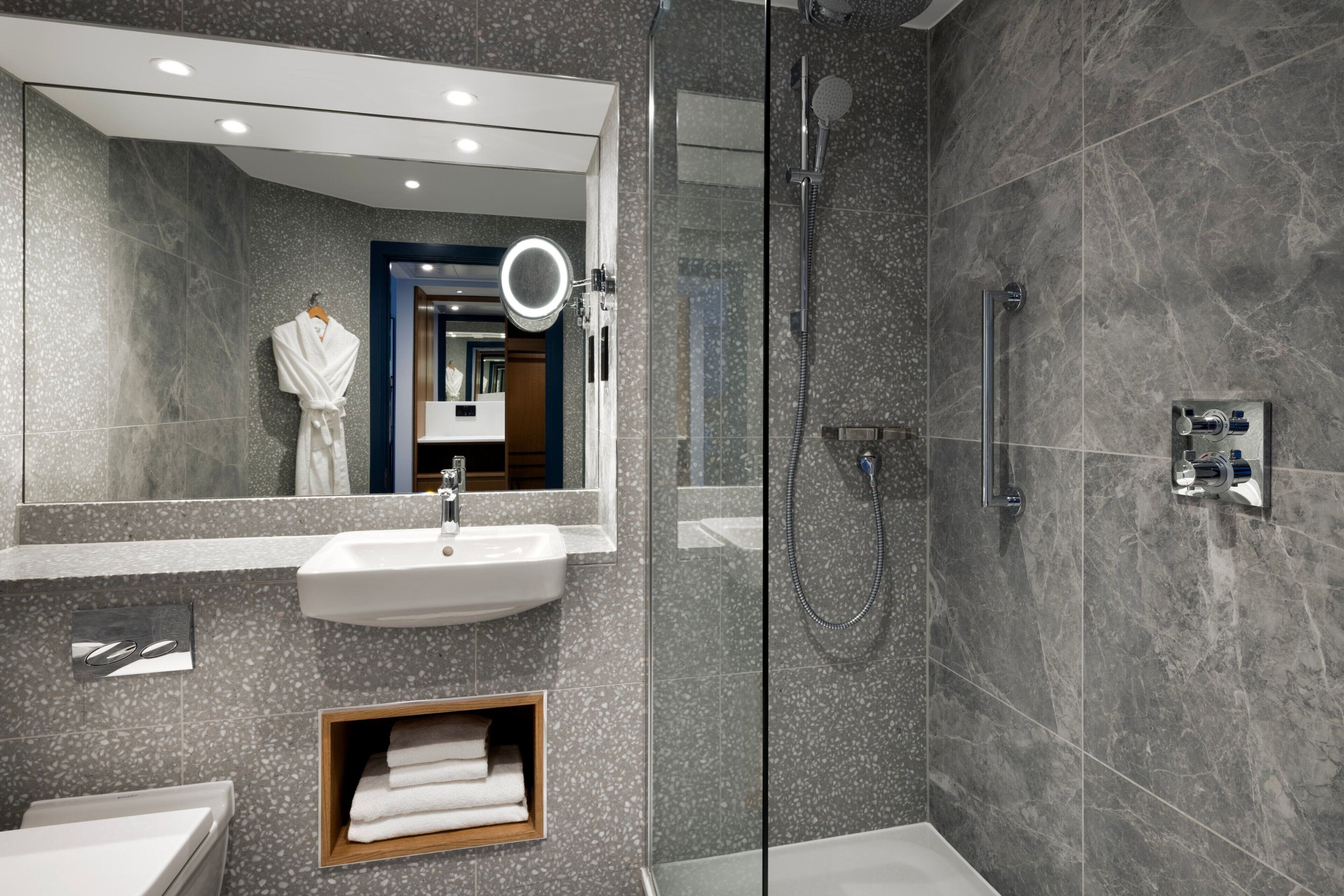 free toiletries, hair dryer, towels