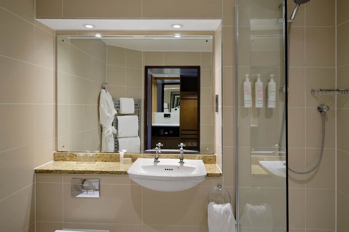 free toiletries, hair dryer, towels