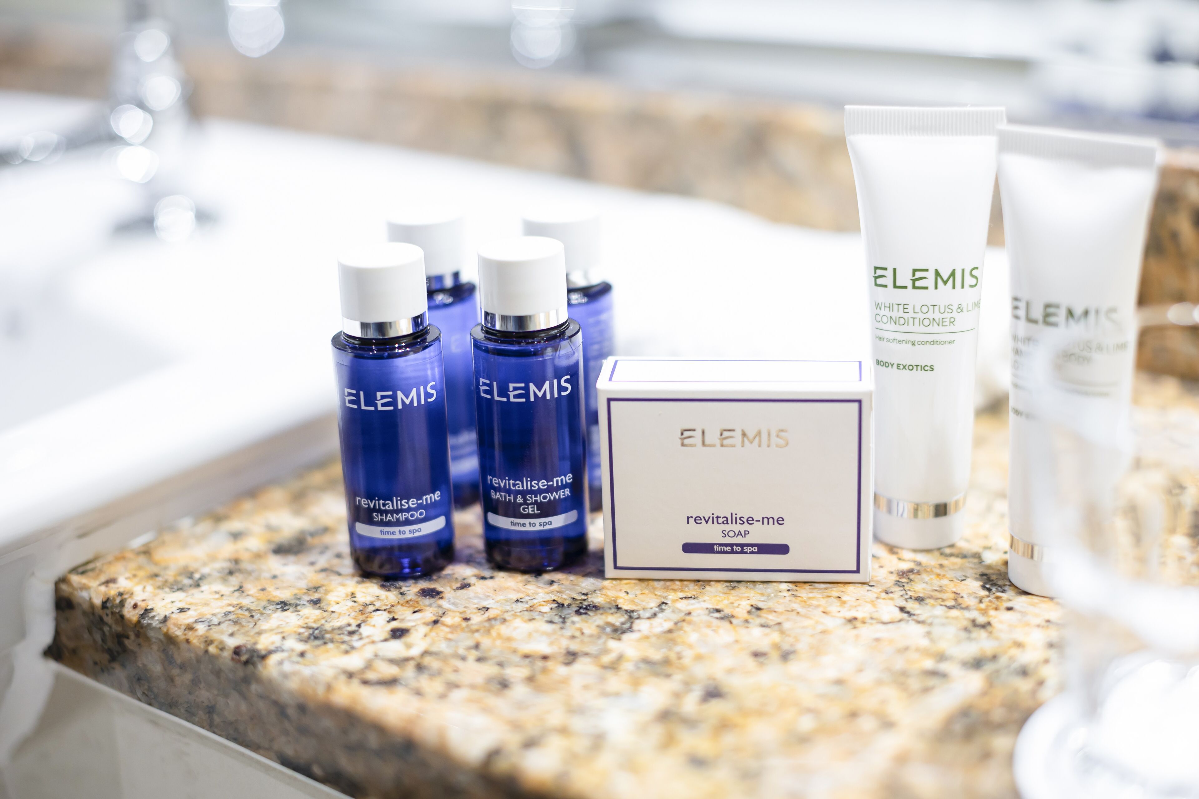 free toiletries, hair dryer, towels