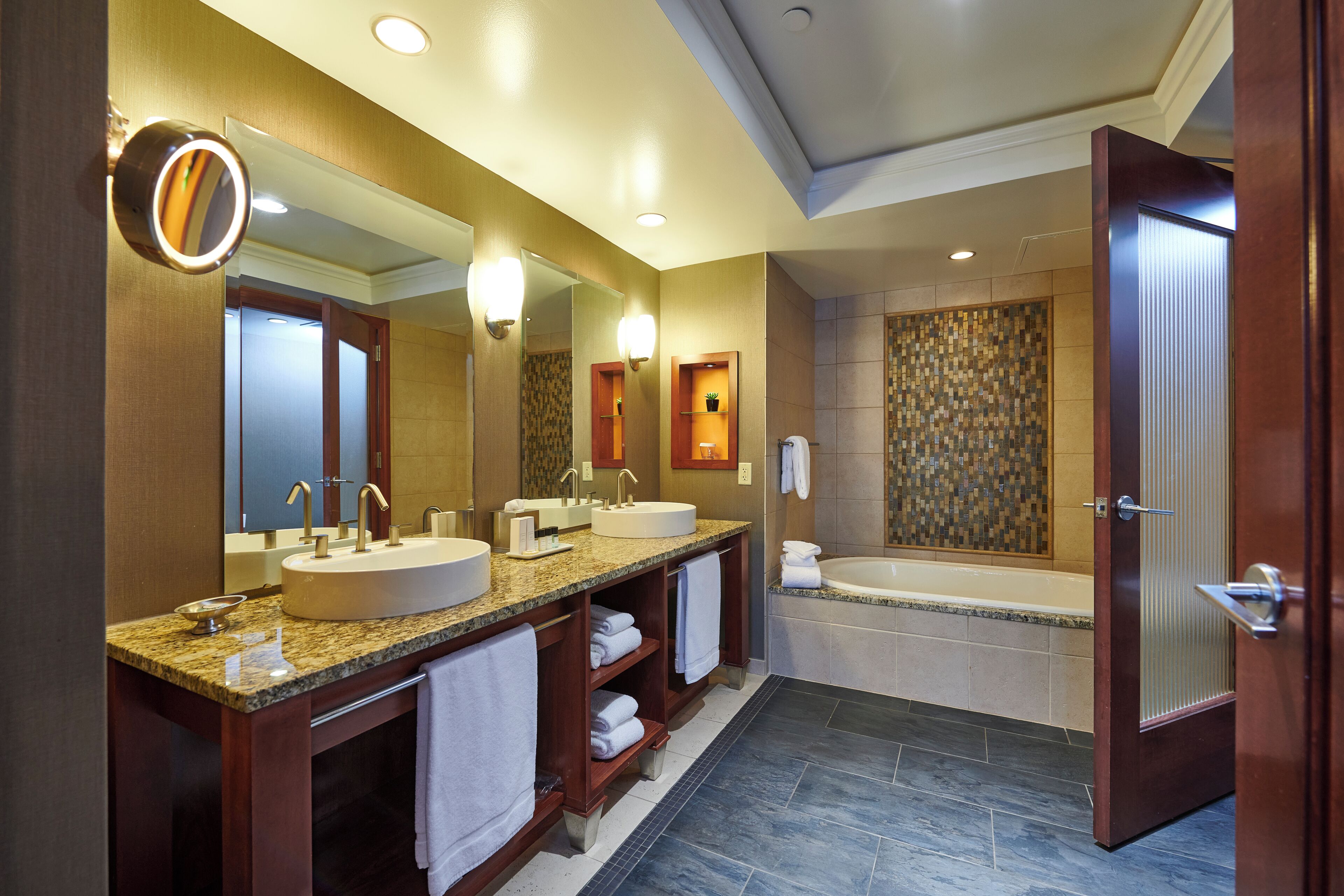 eco-friendly toiletries, hair dryer, towels