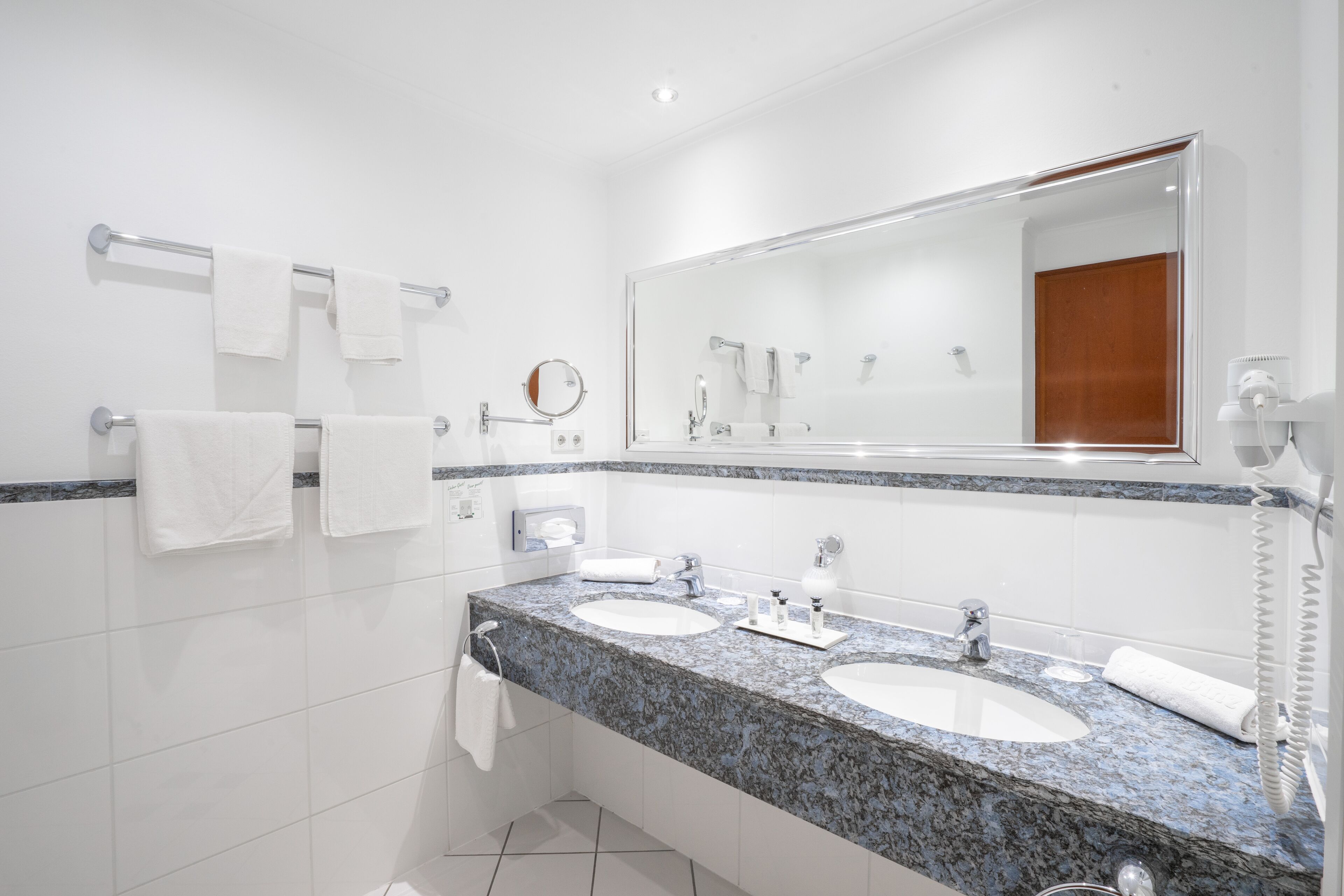 free toiletries, hair dryer, bathrobes, slippers