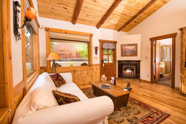 Deluxe Studio, 2 Double Beds (River) | Living area | Flat-screen TV