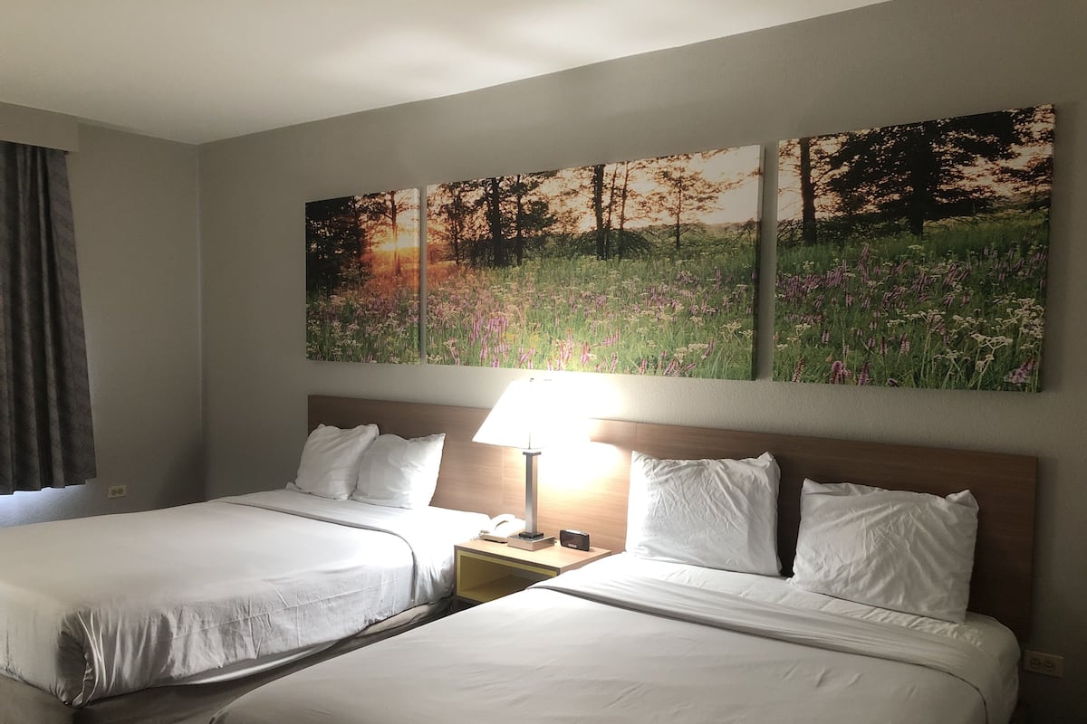 Kamar Standar, 2 Tempat Tidur Queen | Bantalan ekstra lembut, brankas, meja kerja, dan setrika/meja setrika