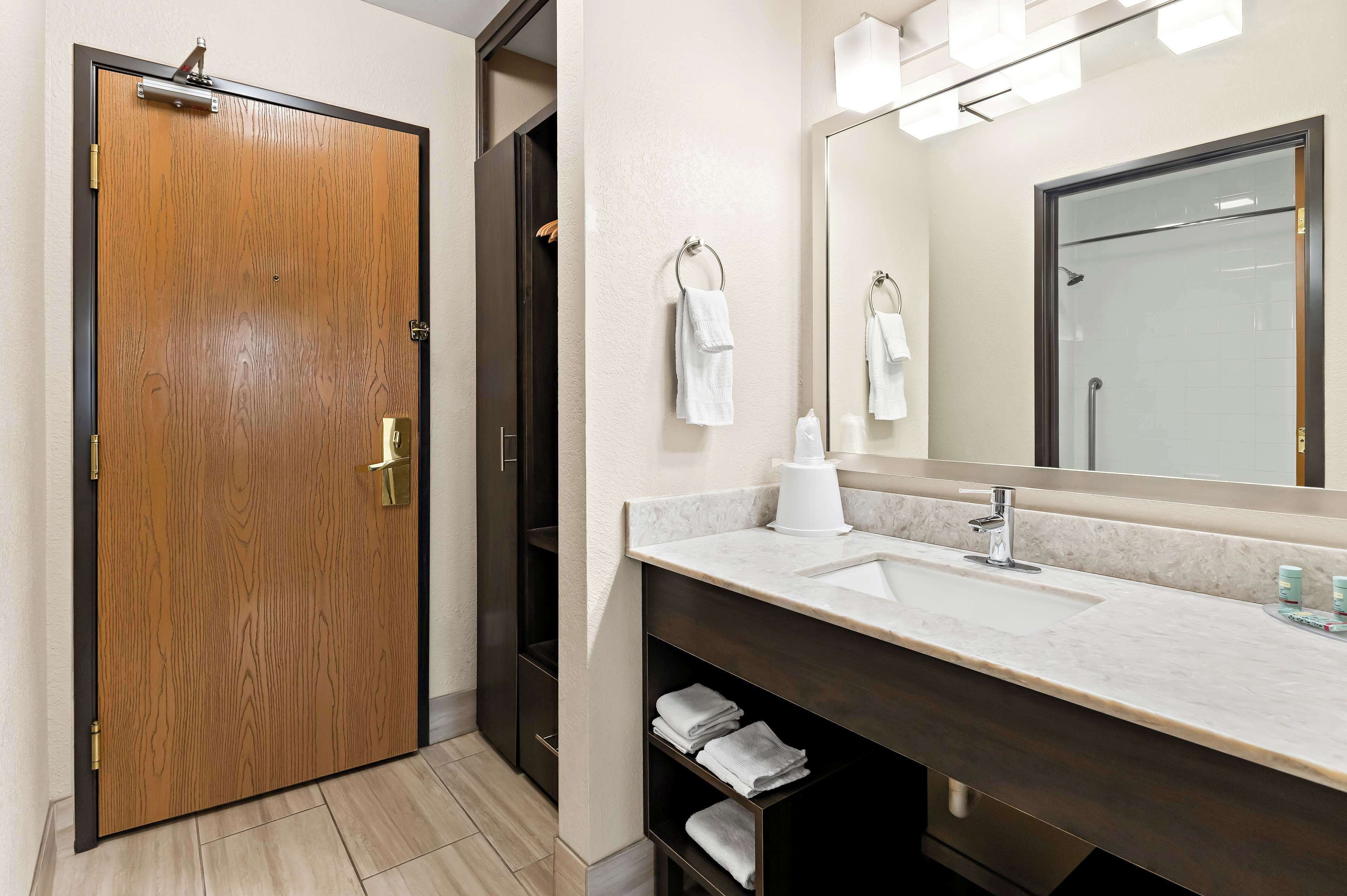 free toiletries, hair dryer, towels