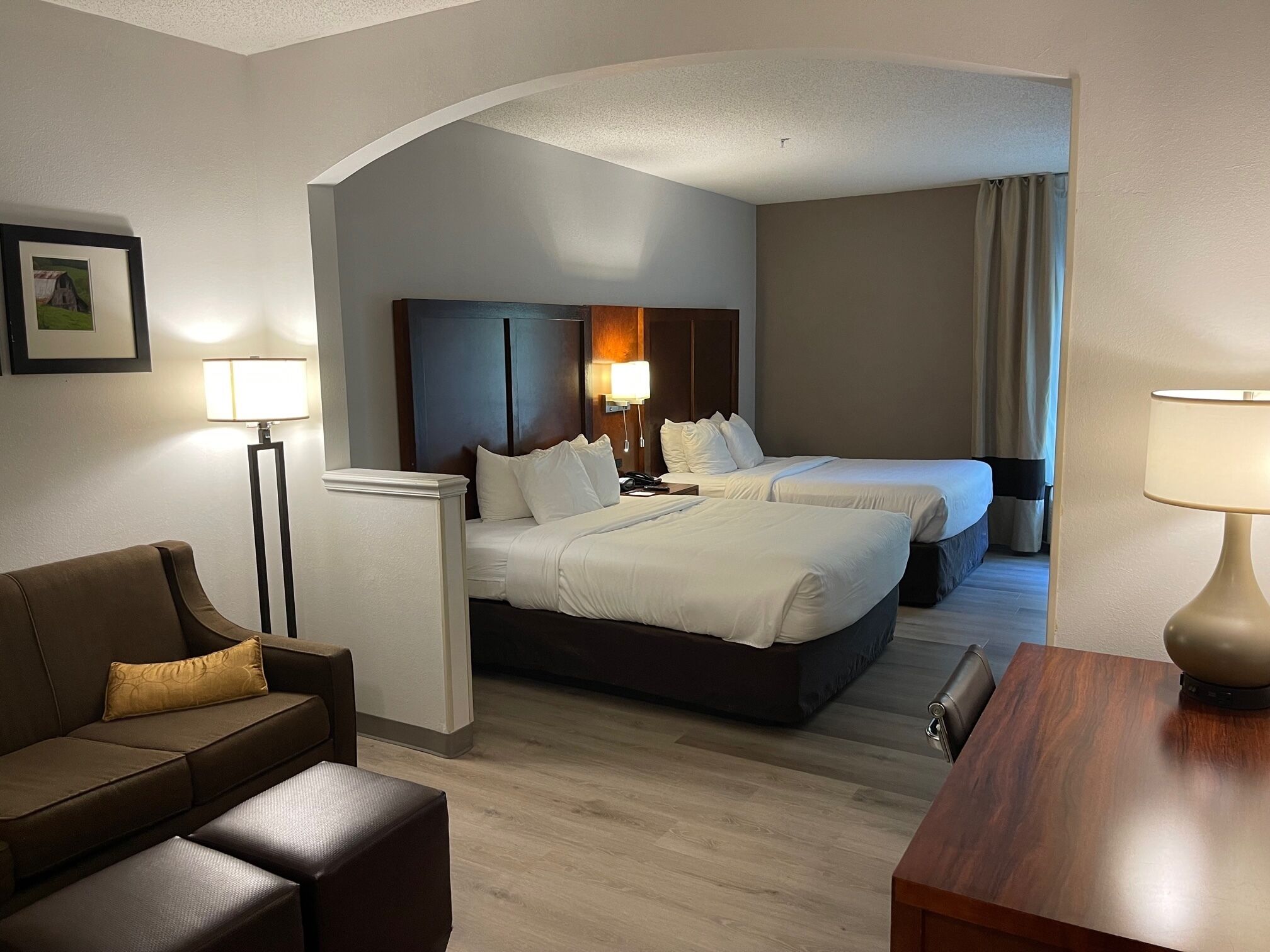 suite, non smoking (2 queen beds, with sofa bed) | premium bedding, pillow-top beds, desk, laptop workspace