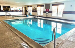 Indoor pool, open 7 AM to 11 PM, sun loungers