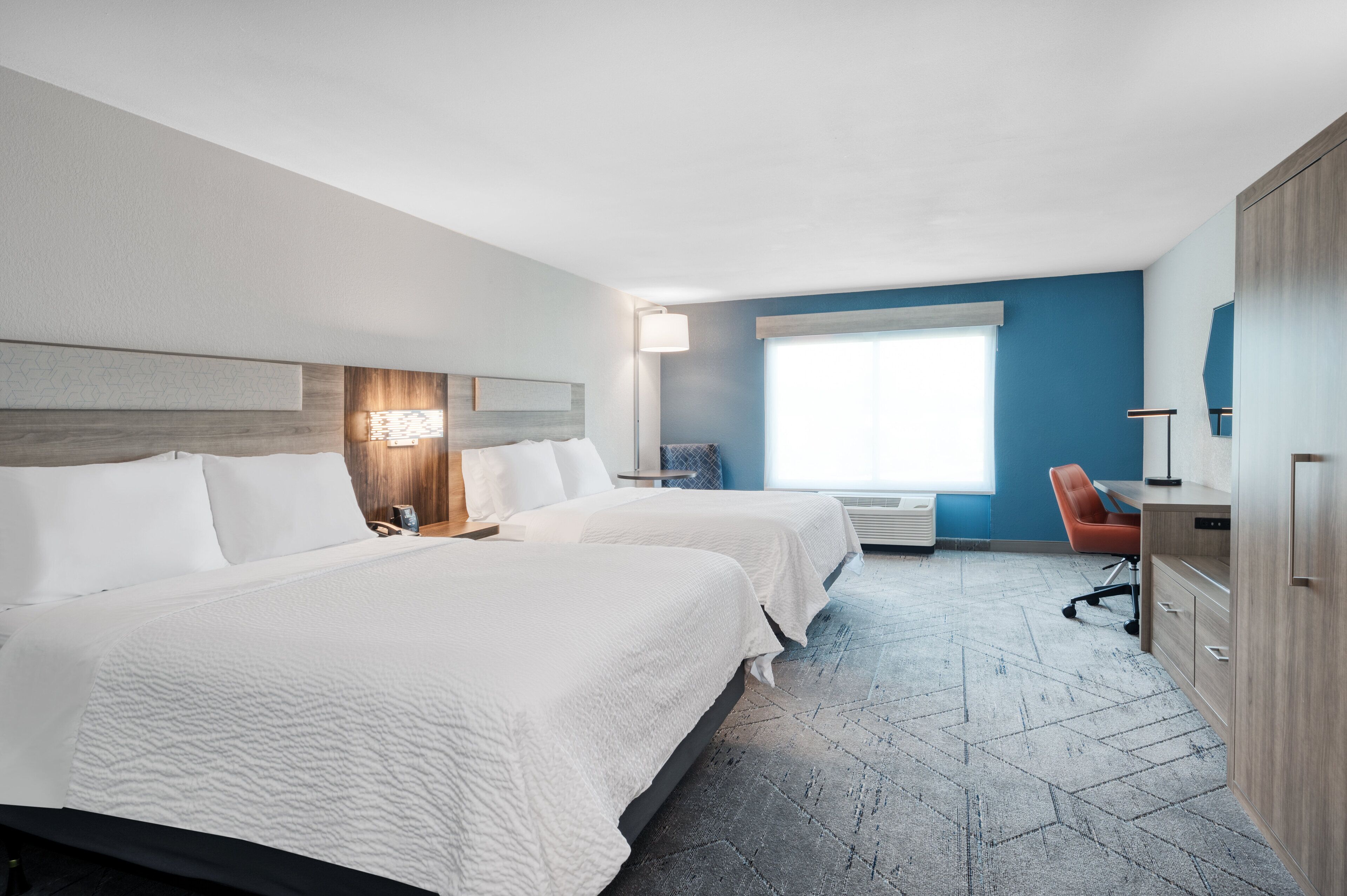 1 bedroom, desk, blackout curtains, iron/ironing board