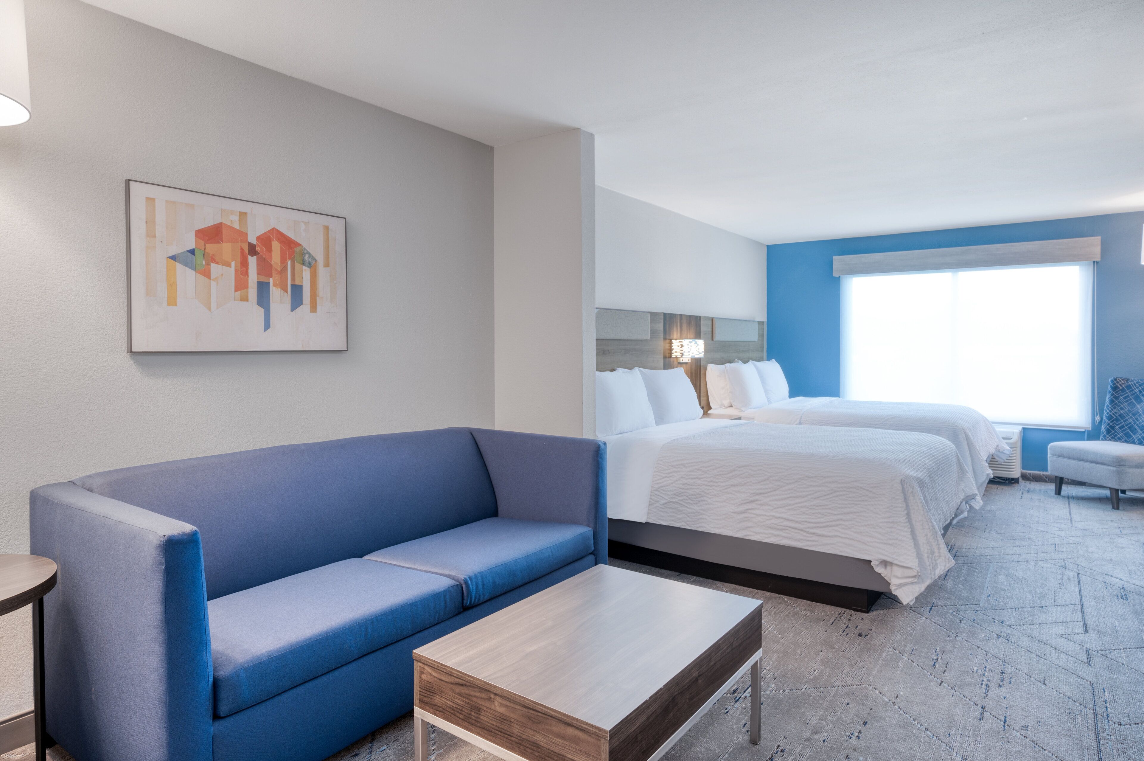 1 bedroom, desk, blackout curtains, iron/ironing board