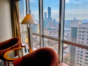 Premium bedding, down comforters, pillowtop beds, in-room safe