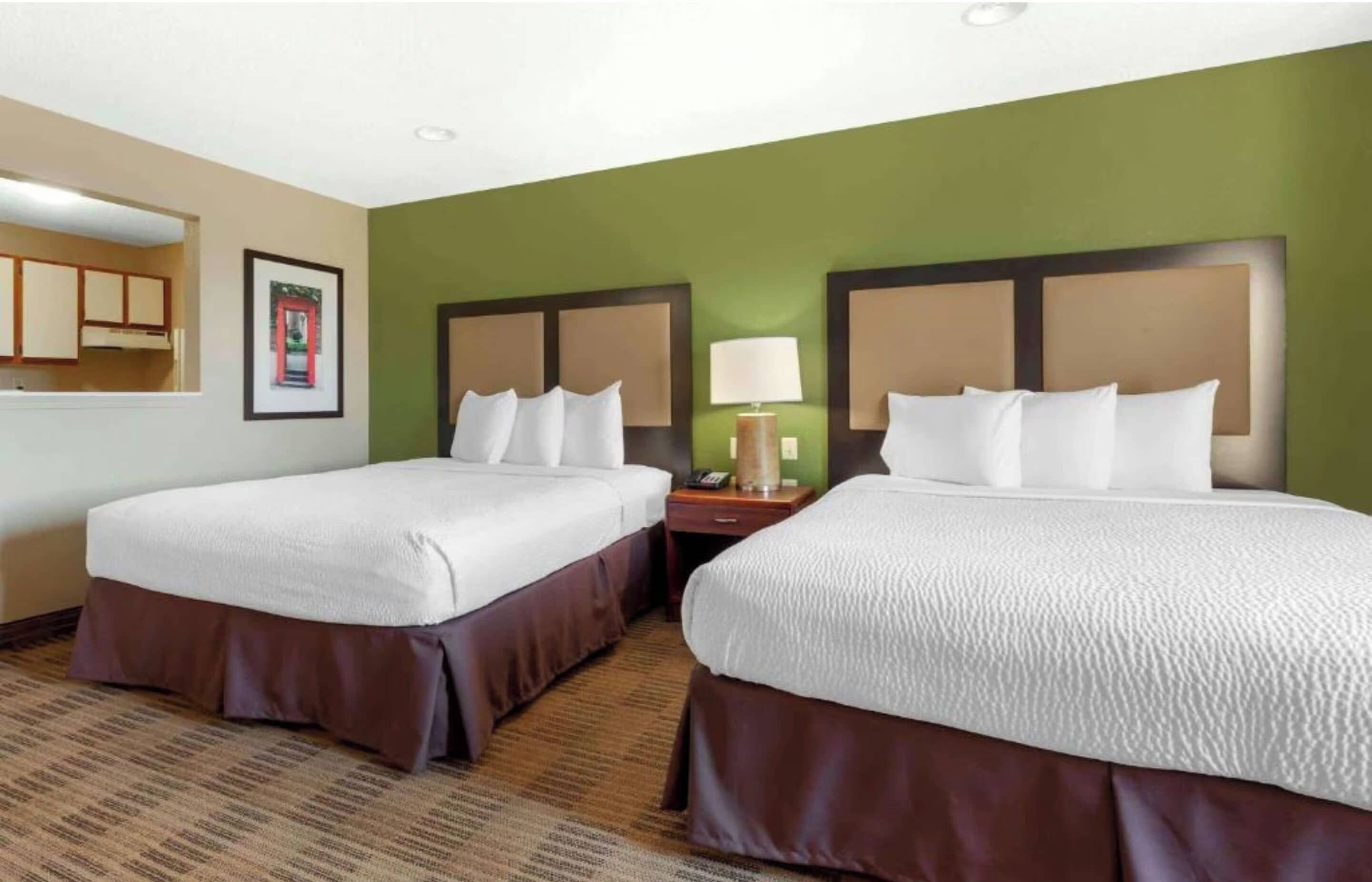 Room, 2 Queen Beds, Mobility Accessible, Non Smoking (Kitchen, Roll-In Shower) | Desk, iron/ironing board, free WiFi, bed sheets
