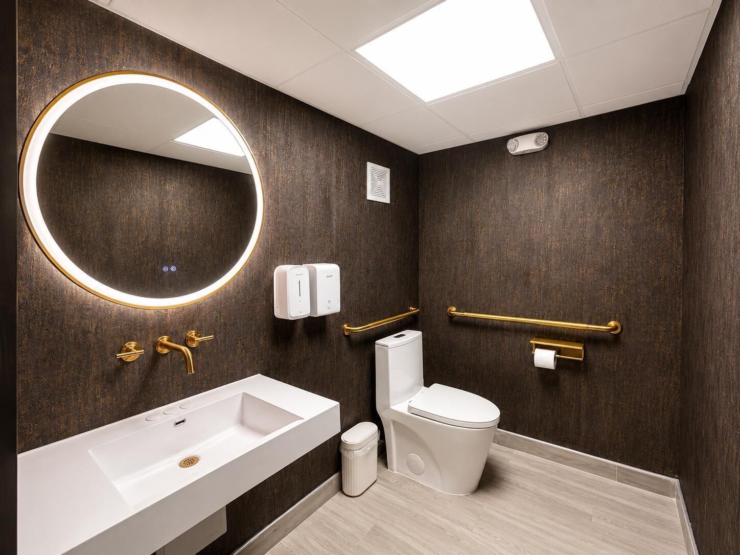 Designer toiletries, hair dryer, towels