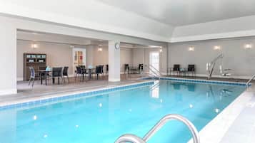 Indoor pool, open 6:00 AM to 11:00 PM, sun loungers