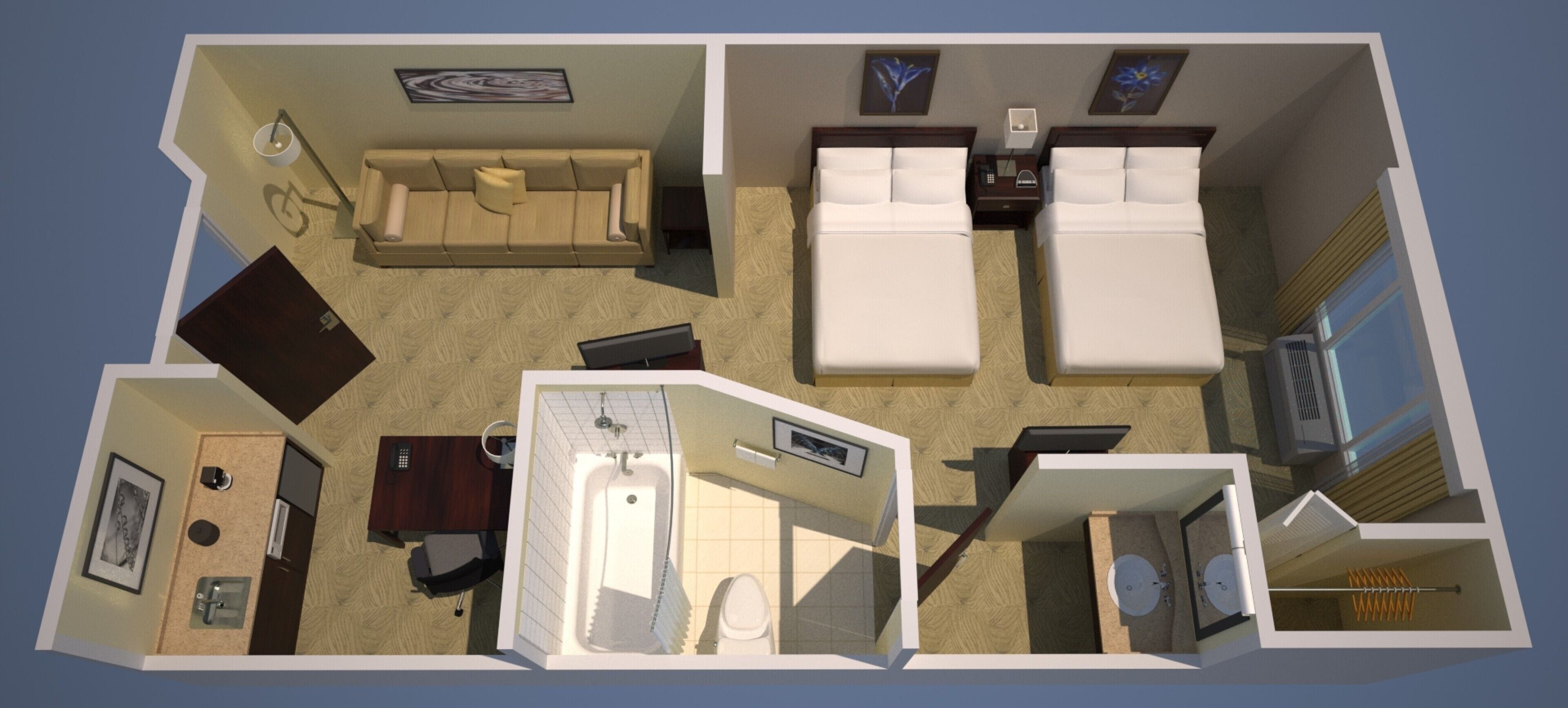 in-room safe, desk, laptop workspace, iron/ironing board