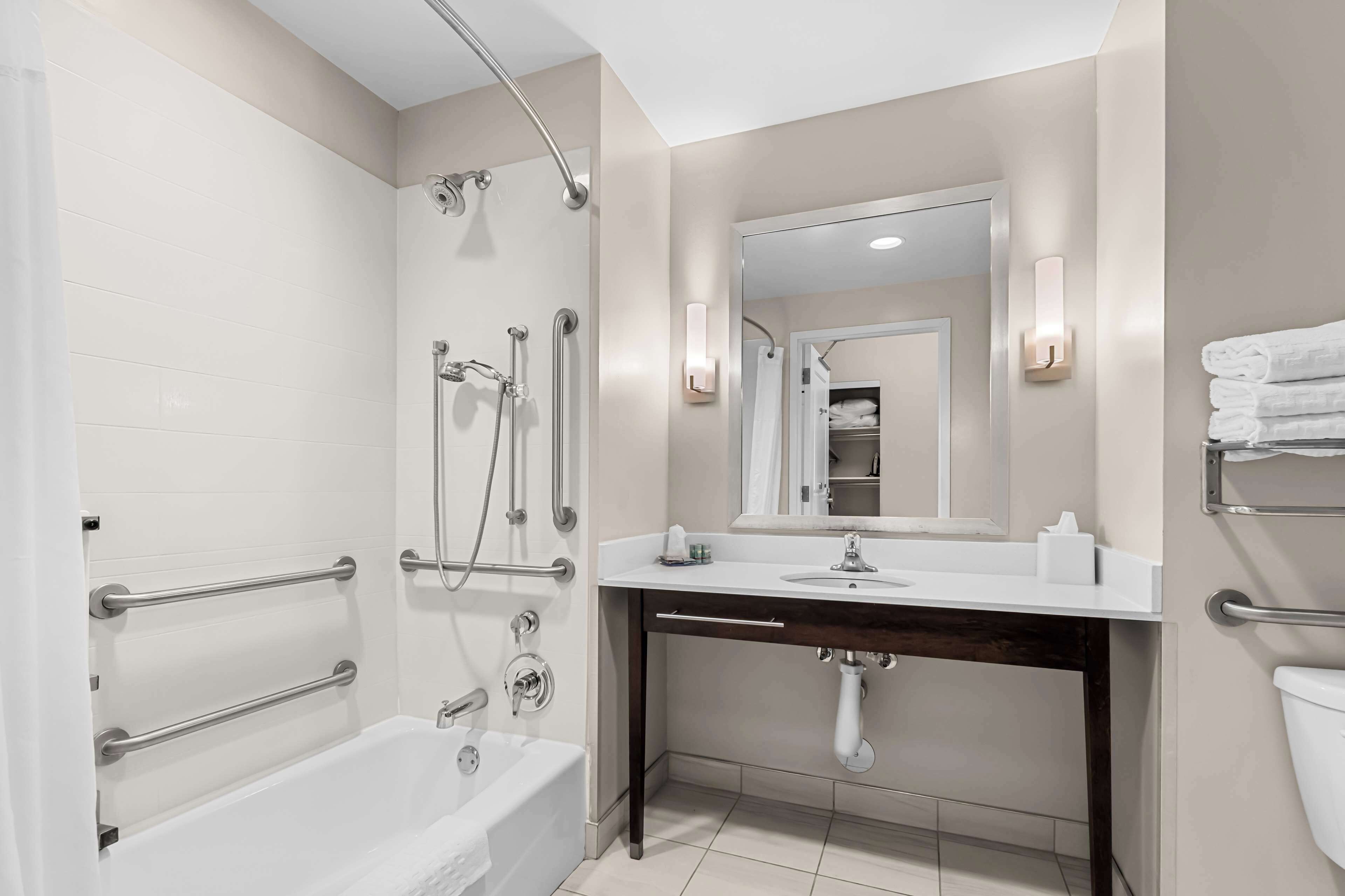 suite, multiple beds, accessible, bathtub (with sofabed) | bathroom | free toiletries, hair dryer, towels, soap