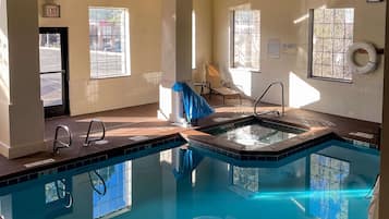 Indoor pool, open 7:00 AM to 10:00 PM, sun loungers