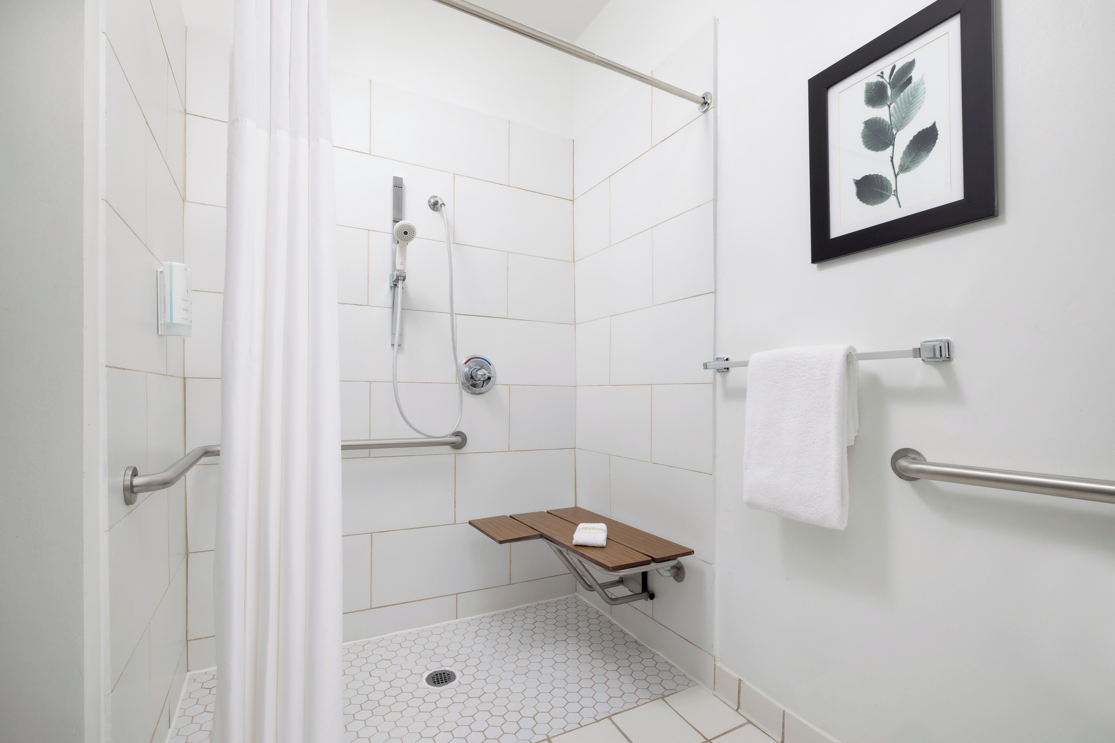 room, 1 king bed, accessible, non smoking (rollin shower) | bathroom | combined shower/bathtub, free toiletries, hair dryer, towels