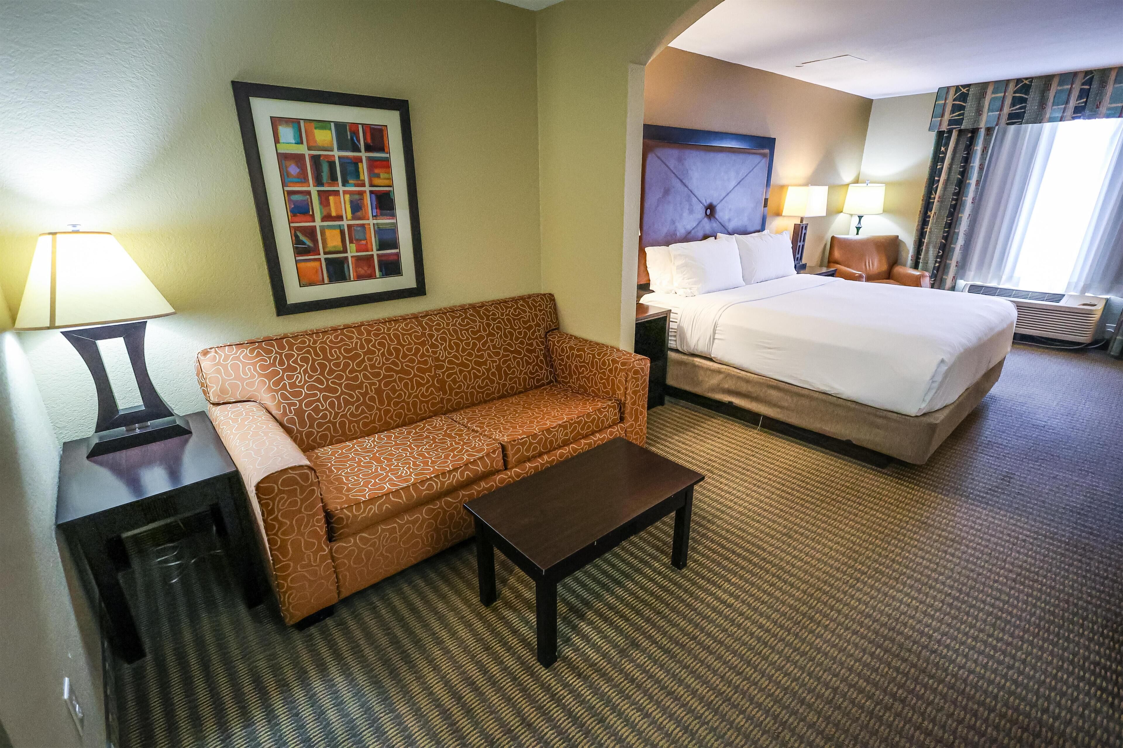 Suite, 1 King Bed, Non Smoking, Refrigerator & Microwave (with Sofabed) | Desk, blackout drapes, iron/ironing board, rollaway beds